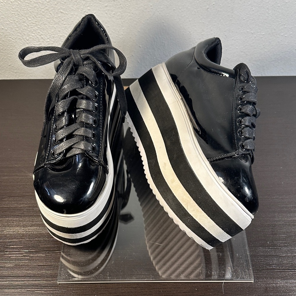 Black and White Platform Sneakers